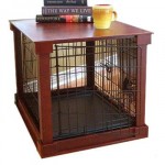 Large dog crates that double as tables keep your Weimaraner close